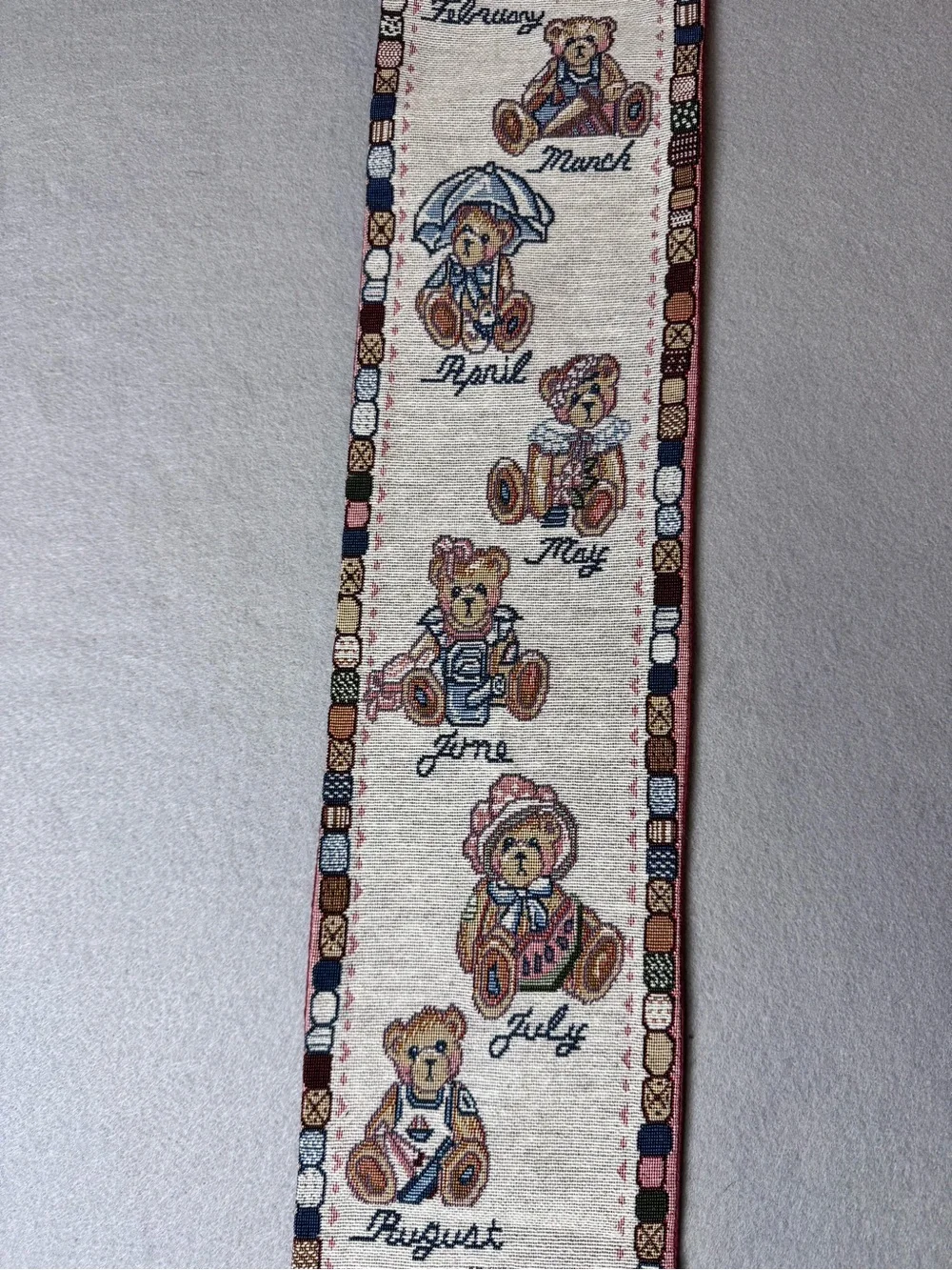 Vintage Teddy Bear Months of the Year Wall Hanging Tapestry